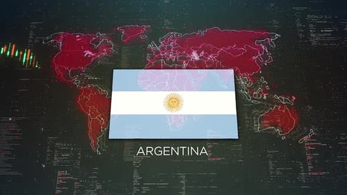Argentina Stock Market Chart Background With Flag