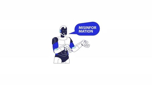 AI spreading misinformation through communication 2D character animation