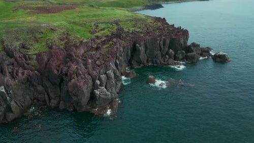 Cliffs and landscape in Iceland, aerial view
