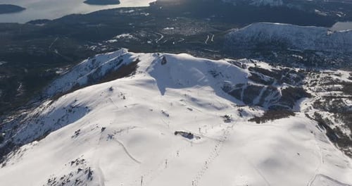 Drone Over Ski Resort On Mountain