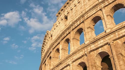 Colosseum's Ancient Walls Against a Sunny Sky