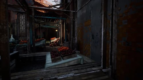 Old World Market Stall 3D Animation with Dynamic Lighting