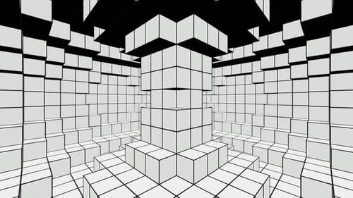 White And Black Floating Square Cirular Motion Background Vj Loop In HD