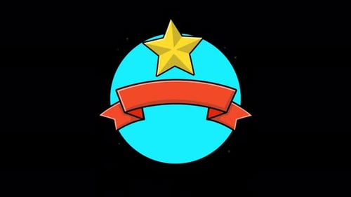 Animated Flat Design Star and Ribbon Award Badge