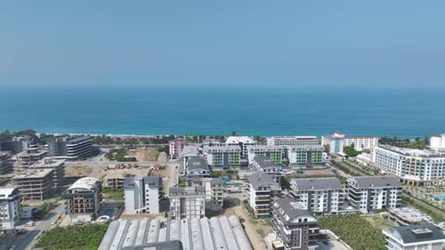 Aerial View Turkish City Panorama with Modern Buildings and Streets