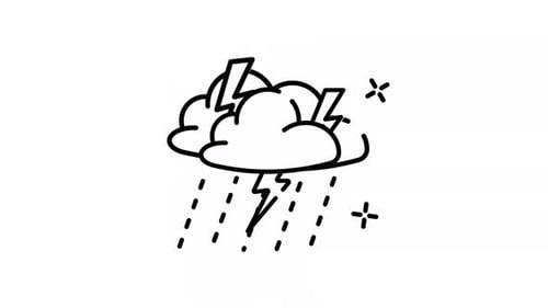 Thunderstrom Outline Icon Animation With Alpha Channel