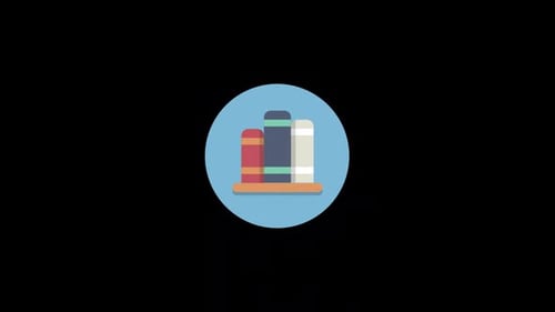 Animated Flat Design Bookshelf Icon for Education
