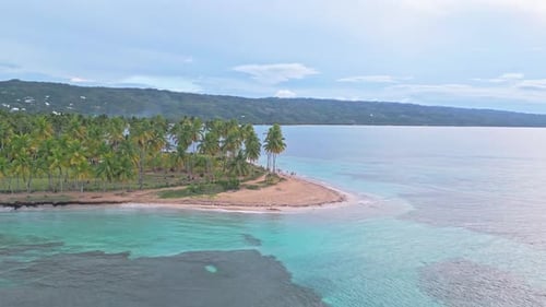Aerial Drone View Of Playa Bonita Paradise Beach In Las Terrenas, Dominican Republic.