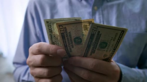 Adult Counting Paper Money Close Up