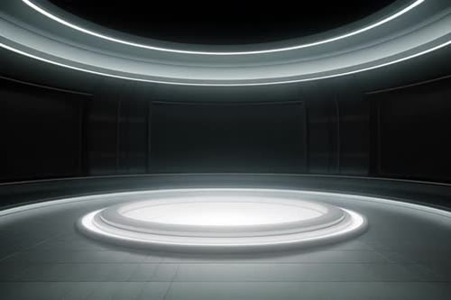 podium Futuristic showcase with platform for product displaying. Empty modern stage display