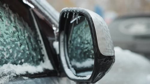 Car Covered in Ice After Winter Storm