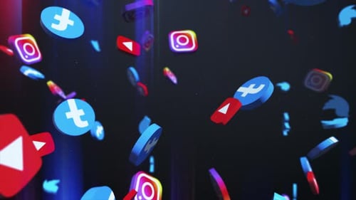 Falling Social Media Icons Loop Animation