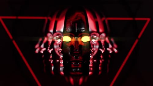 AI Robot Analysis Transform to Dark Side Abstract Background