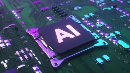 Processeur CPU AI Techology Concept Lancement de la numérisation des données par intelligence artificielle
