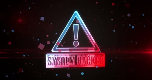 System hacked cyber attack alert symbol loop digital concept