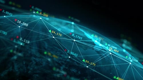 Global Business Network with Animated Financial Data