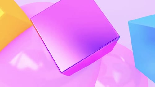Abstract Colorful Cubes Pink Purple Blue Yellow Geometric Shapes Gradient Design Minimalist Backgrou