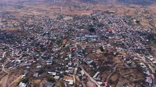 Aerial Drone View of a Scenic Rural Township and Farmland