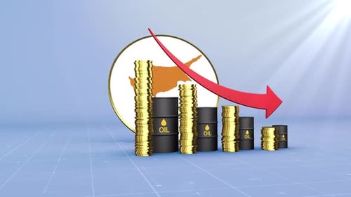 Cyprus Oil Revenue Decline With Red Arrow