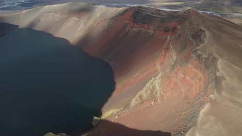 Ljotipollur Crater Lake In The Highlands Of Iceland - aerial drone shot