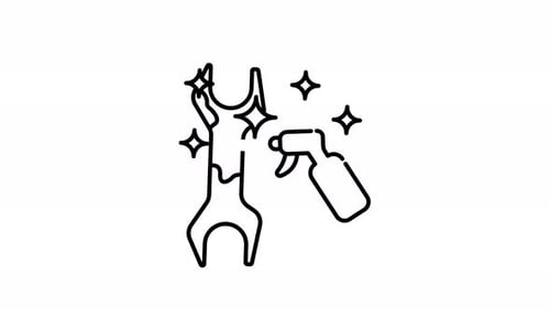 Wrench and Spray Bottle Cleaning Sketch Animation