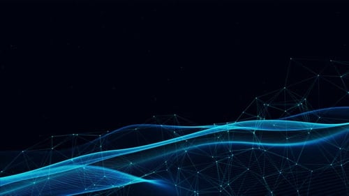 Abstrakte Wellenpartikeltechnologie Big Data-Hintergrunddesign Wellenbewegte Punkte Strömungspartikel