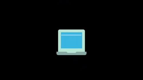 Flat Design Laptop and Document Icon Animation