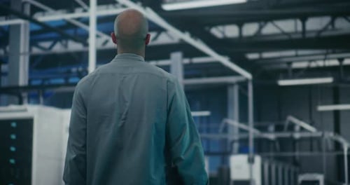 Engineer Walking Through Tech Enterprise Center