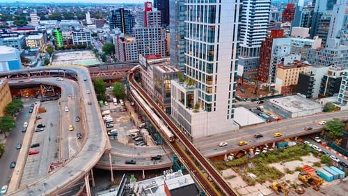 Commuting in modern New York at daytime.