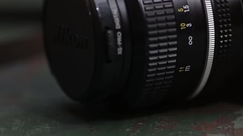 Vintage Black Nikon Camera Lens Close Up