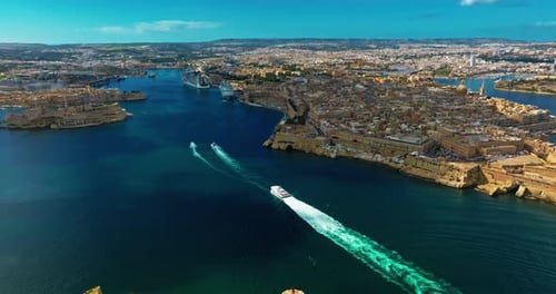 Aerial View of an Incredible View of the Old Town Center of Valletta
