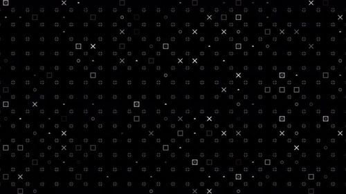 Animación de patrón de símbolos geométricos abstractos para fondo digital y textura tecnológica