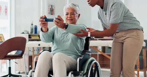 Senior Woman Doing Physical Therapy with Assistance