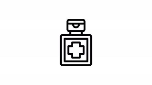 Animated Flat Design Hand Sanitizer Bottle with Medical Cross Icon