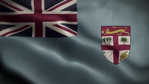 Realistic Fiji Flag Waving with Coat of Arms