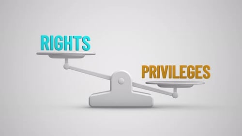 Rights vs Privileges balance scale looping animation