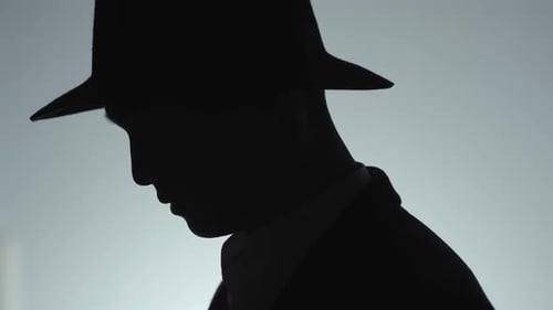 Mysterious Figure in Fedora Hat Silhouette