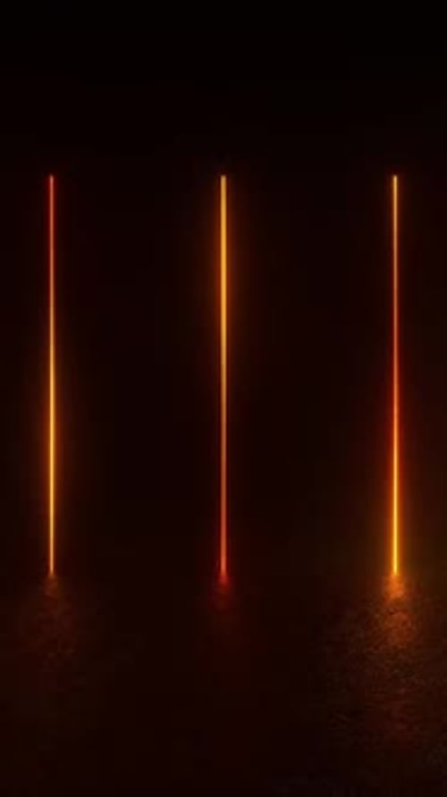 Three Vertical Neon Light Bars Changing Colors