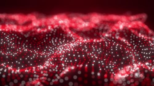 Abstract Digital Particle Wave High Tech Background, Digital Glowing Red Particle Wave, Background,