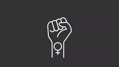 Animated Feminist Fist with Female Symbol Icon
