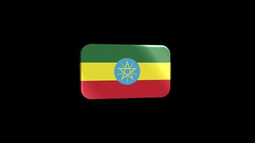 Animated 3D Ethiopia Flag Icon with Subtle Bounce Loop