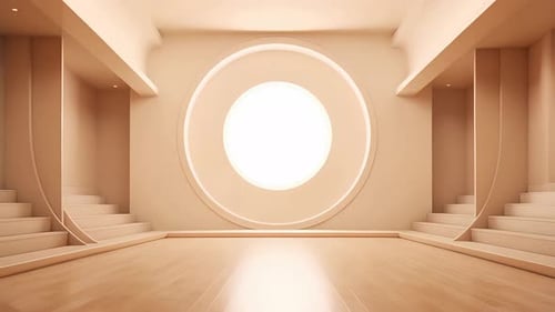 Minimalist Architectural Stage Background with Glowing Circle