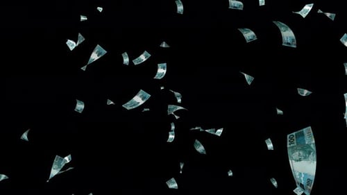 Falling Brazilian Real Banknotes with Alpha Channel