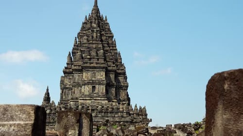 Prambanan Temple, World Heritage Site In Yogyakarta, Java, Indonesia. - wide shot