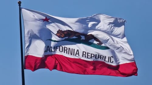 California Flag Waving in the Wind on a Sunny Day