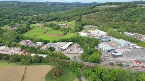 Aerial view of industrial area near Belper, United Kingdom.