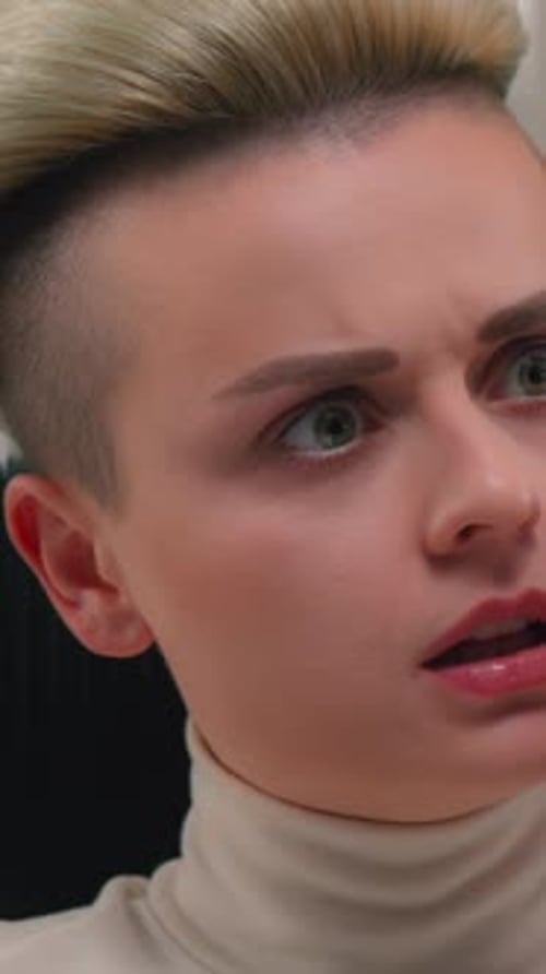 Woman Talking on Phone in Close-up Portrait