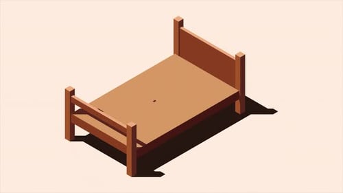 Minimalist Isometric Bed Assembly Animation