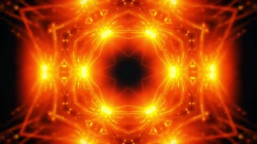 Fiery Orange Abstract Kaleidoscope Loop Background