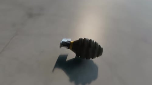 Realistic 3D Grenade Rolling Down Concrete Stairs